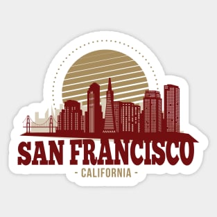 Retro San Francisco, California Skyline Sticker